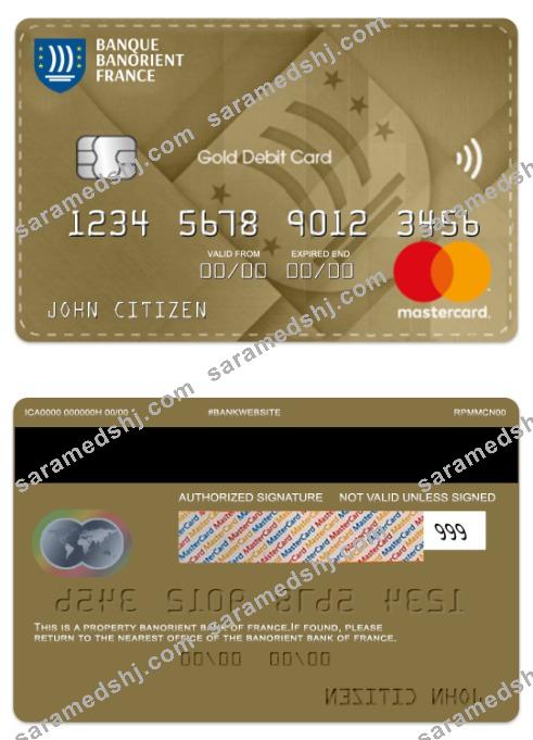 France Banorient Bank gold debit mastercard